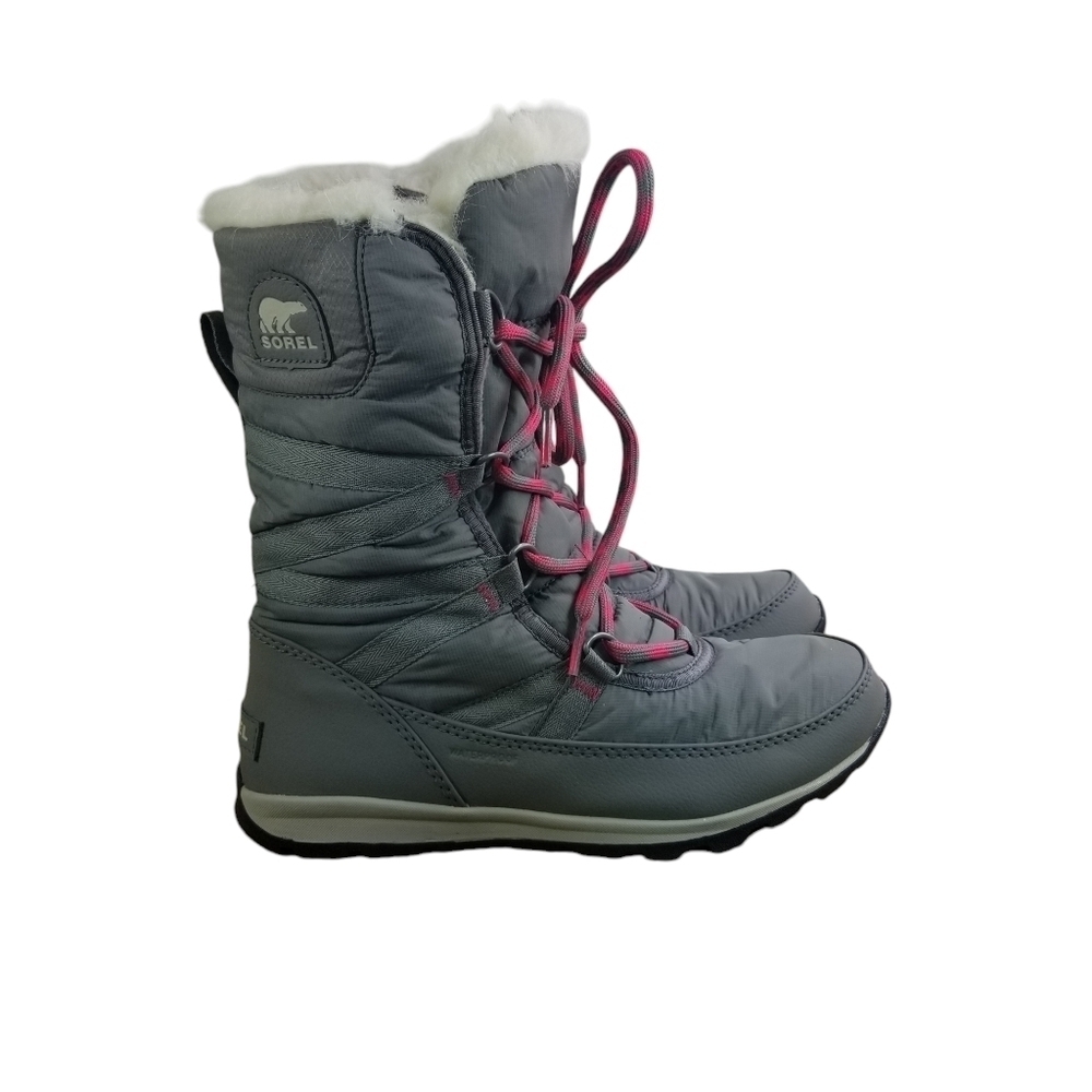 Sorel Whitney tall lace up gray pink winter boots - Picture 2 of 15